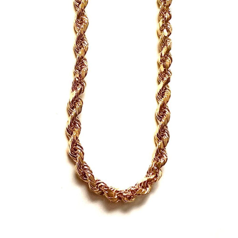 14k Real gold Rope 4 mm necklace | gift | Birthday | Holiday | Rope Chain | 18"